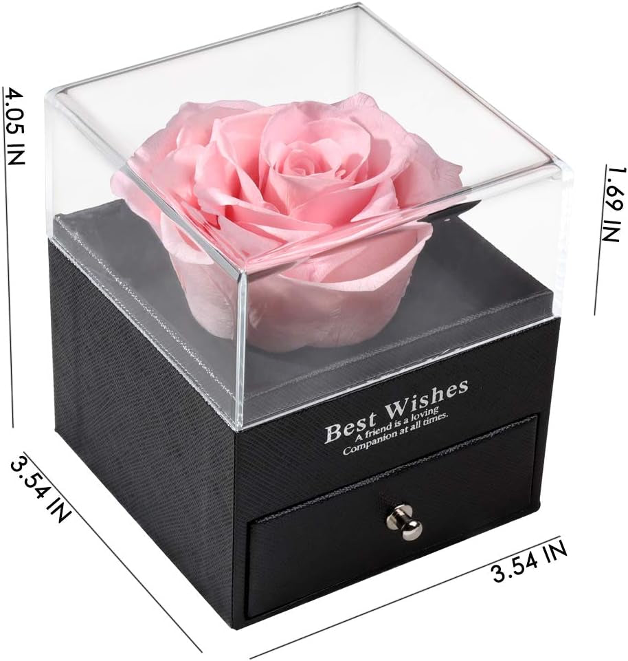 Mothers Day Gifts for Mom,Birthday Gifts for Women,Flowers Gift for Women,Romantic Gift for Her,Preserved Real Rose Pink Fresh Rose Forever in a Box,Birthday Party Decorations