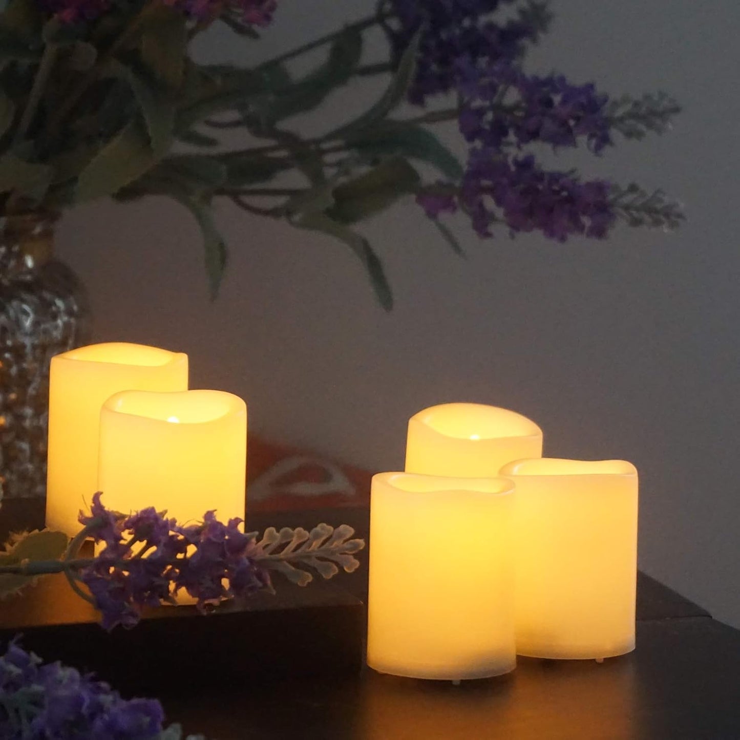 Battery Operated Flameless Votive Candles White Plastic Flickering LED Electric Fake Tall Tea Lights Bulk Tealights for Wedding Table Centerpieces Halloween Christmas Decorations 36 Pack