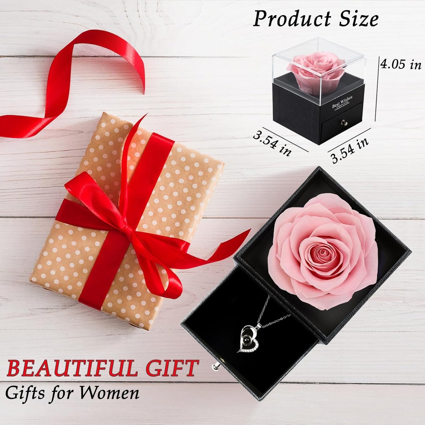 Mothers Day Gifts for Mom,Birthday Gifts for Women,Flowers Gift for Women,Romantic Gift for Her,Preserved Real Rose Pink Fresh Rose Forever in a Box,Birthday Party Decorations