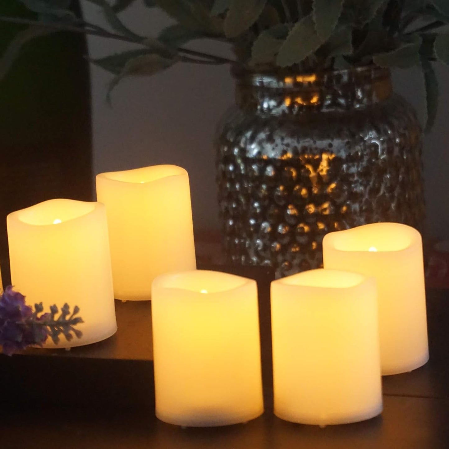Battery Operated Flameless Votive Candles White Plastic Flickering LED Electric Fake Tall Tea Lights Bulk Tealights for Wedding Table Centerpieces Halloween Christmas Decorations 36 Pack