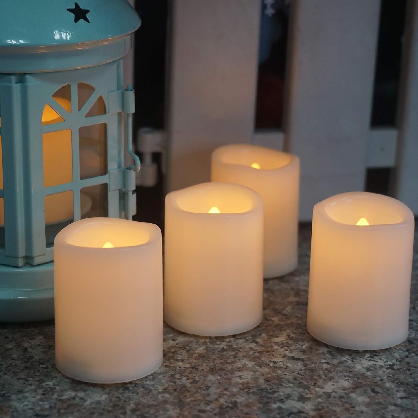 Battery Operated Flameless Votive Candles White Plastic Flickering LED Electric Fake Tall Tea Lights Bulk Tealights for Wedding Table Centerpieces Halloween Christmas Decorations 36 Pack
