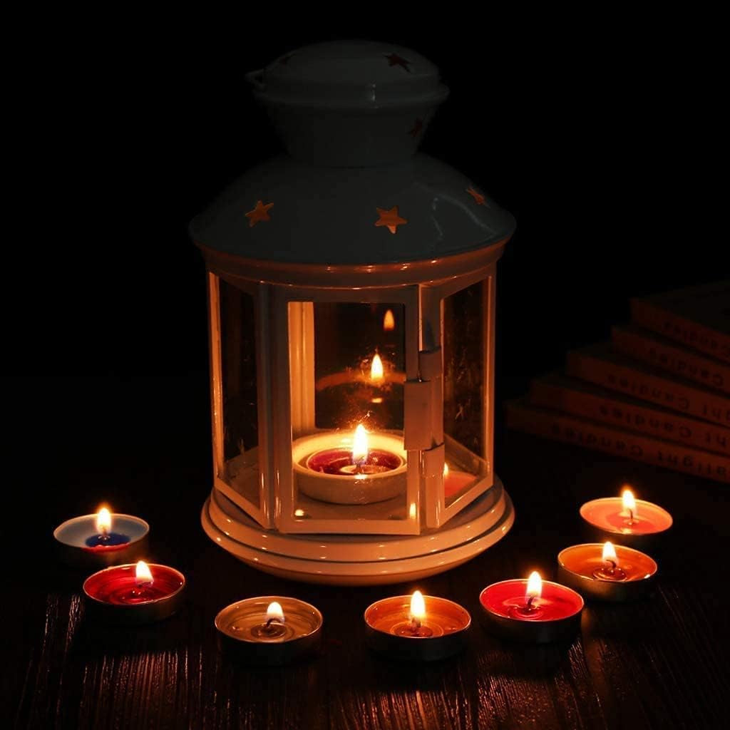 Tea Lights Candles, Smokeless, 50 Pcs, Red Candles, Unscented Candles, Mini Candles, Decorations for Wedding, Party, Votives, Christmas, Valentines Day Candles (Round)