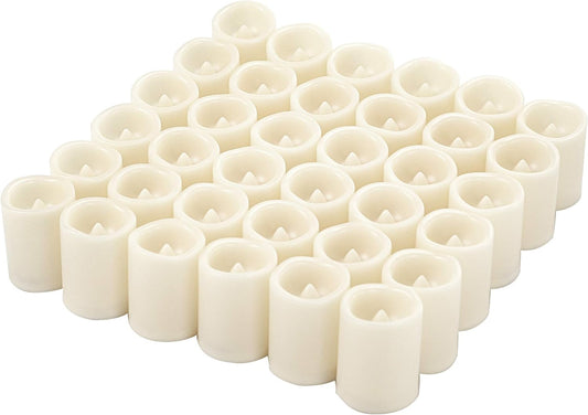 Battery Operated Flameless Votive Candles White Plastic Flickering LED Electric Fake Tall Tea Lights Bulk Tealights for Wedding Table Centerpieces Halloween Christmas Decorations 36 Pack