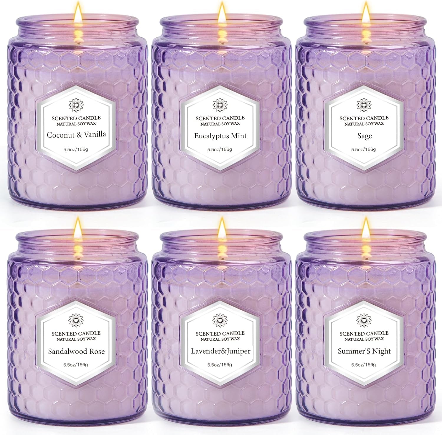 Candles for Home Scented, 6 Pack Aromatherapy Candles Gifts Sets for Women Birthday,33 Oz Soy Wax 240 Hour Long Lasting Jar Candles