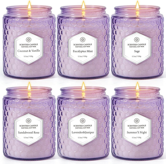 Candles for Home Scented, 6 Pack Aromatherapy Candles Gifts Sets for Women Birthday,33 Oz Soy Wax 240 Hour Long Lasting Jar Candles