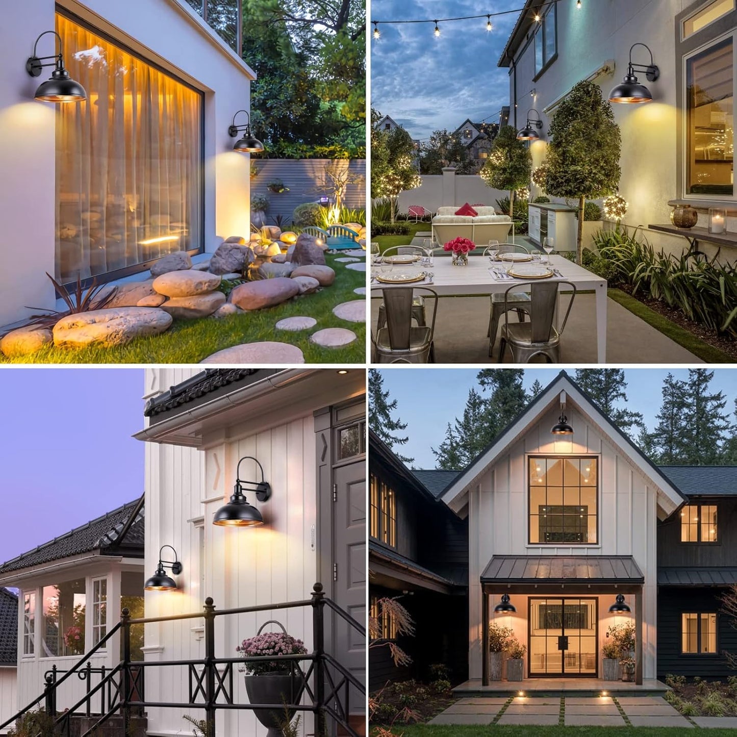 2-Pack Dusk to Dawn Outdoor Barn Lights, Black Classic Industrial Wall Sconce Suitable for a Variety of E26 Bulbs, Exterior Gooseneck Wall Light Fixture for Farmhouse Barn Garage House.